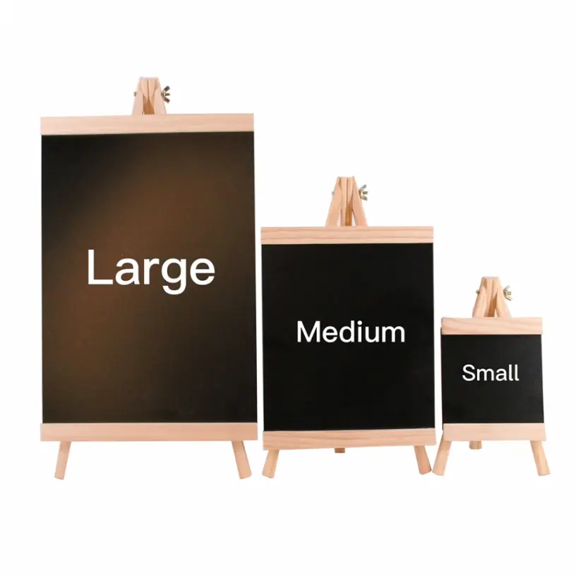 Mini Drawable Wooden Tabletop Black Board With Folding Stand Chalkboard