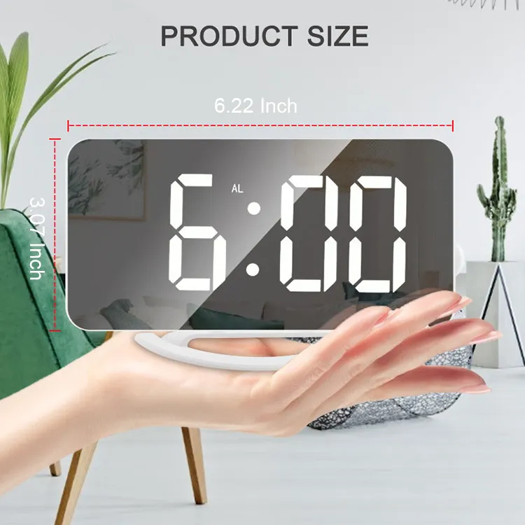 Оптовая продажа зеркало светодиодные электронные цифровые часы умный стол будильник