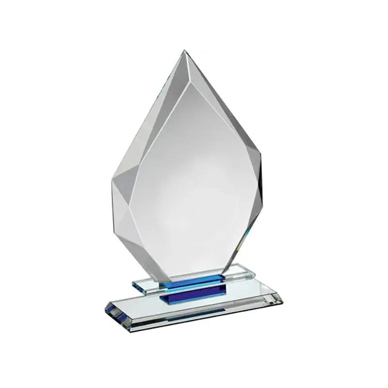 Пустой 3d кристалл трофей престижный оптический кристалл награда с синими акцентами награда