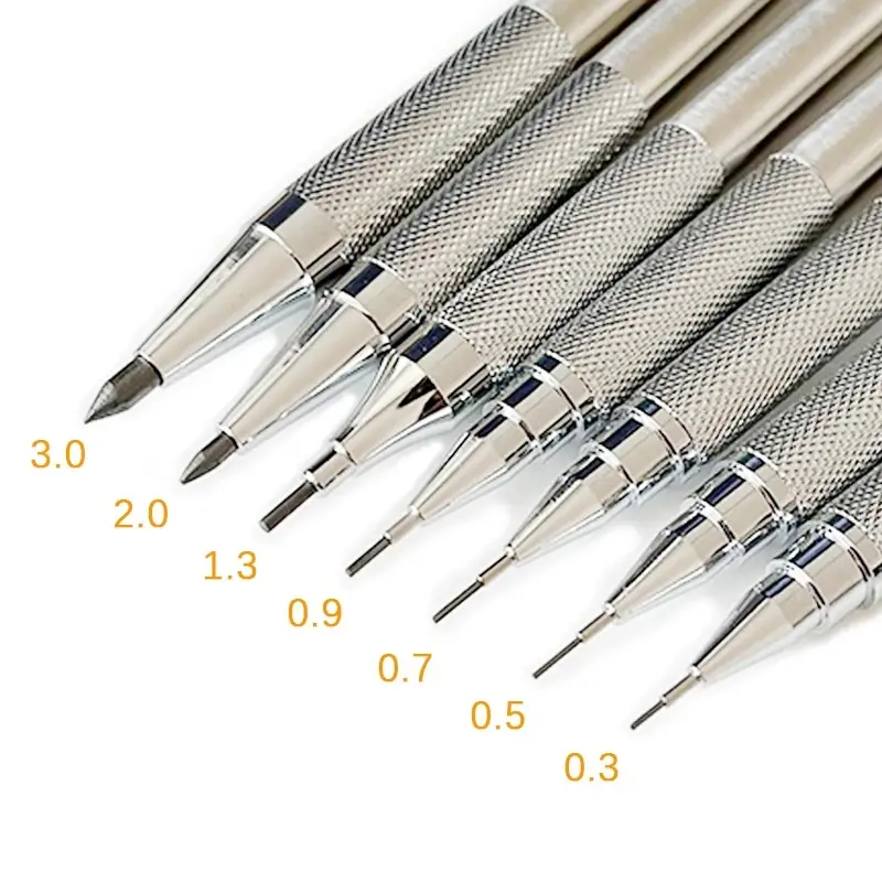 Metal mechanical pencil 0.5/0.7/0.9/1.3/2.0/3.0mm drawing mechanical touch pen HB pencil lead stationery