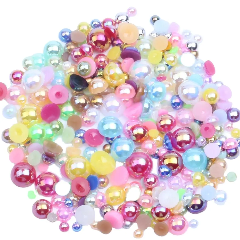 2mm All Size various AB Colors AB Flat Back ABS Round Half Pearl beads