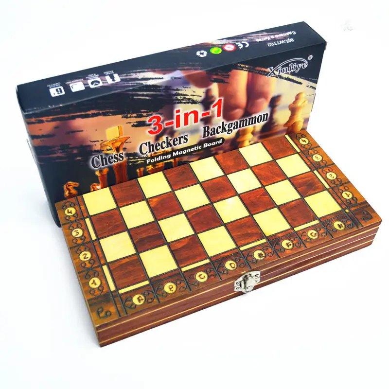 Деревянная шахматная доска с шахматным набором, Экологически чистая, рекламная, производитель в Китае