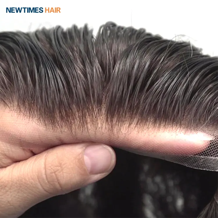 Дышащий парик New Times Hair для мужчин, сменные французские кружевные человеческие волосы