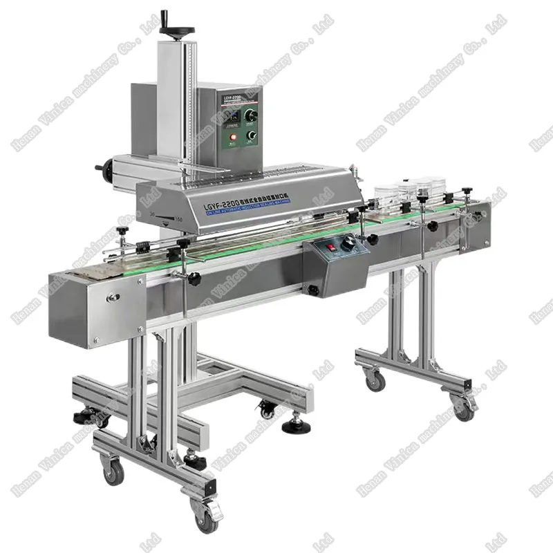 Высокоэффективный автоматический Термоупаковщик индукционный герметизатор для пищевых бутылок, алюминиевая фольга, машина для непрерывной герметизации