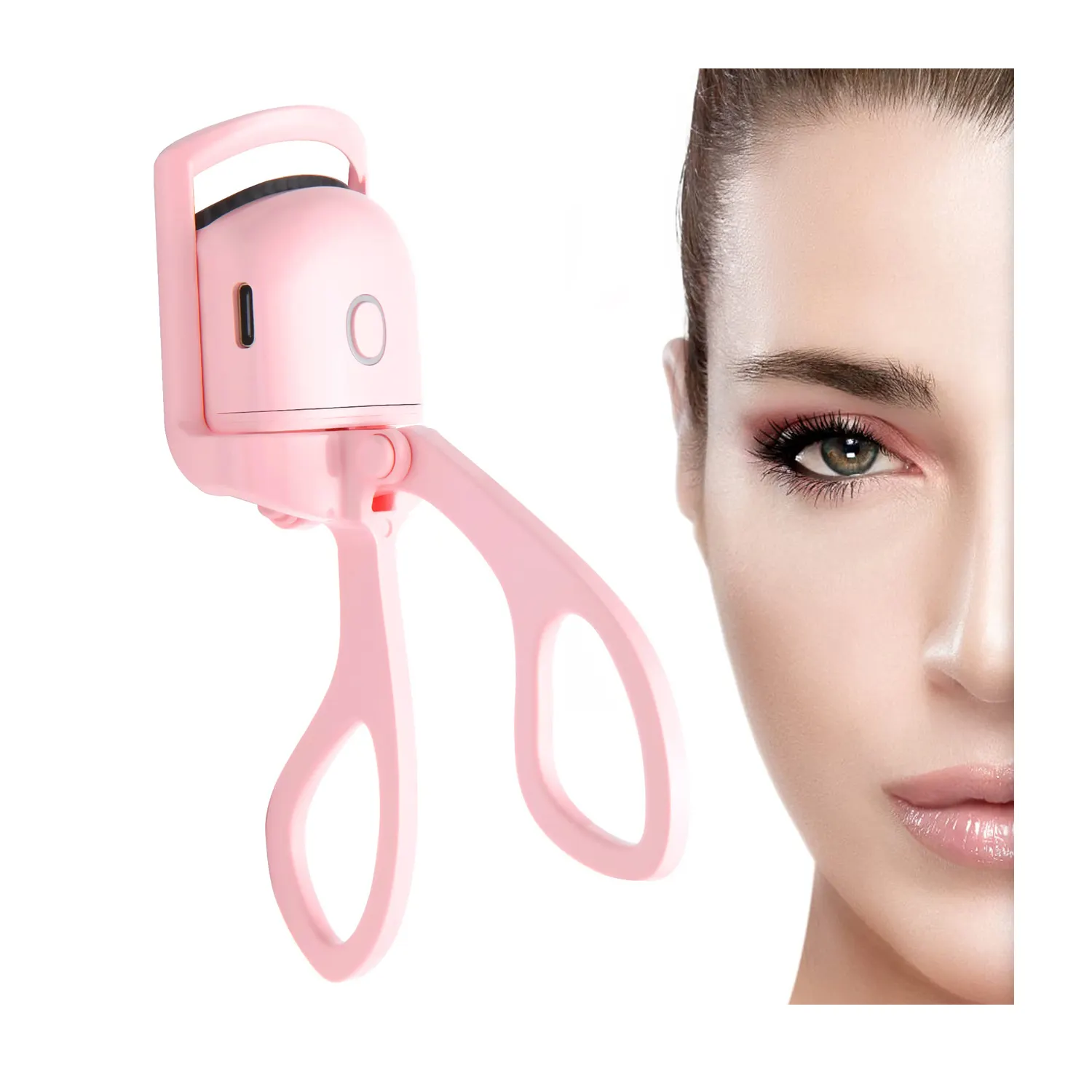 2023 Pink  Plastic Upgraded Hot Eyelash Electric Curler Voluminously One-Step Lash Curler Heated Eyelash Curler Electric Usb