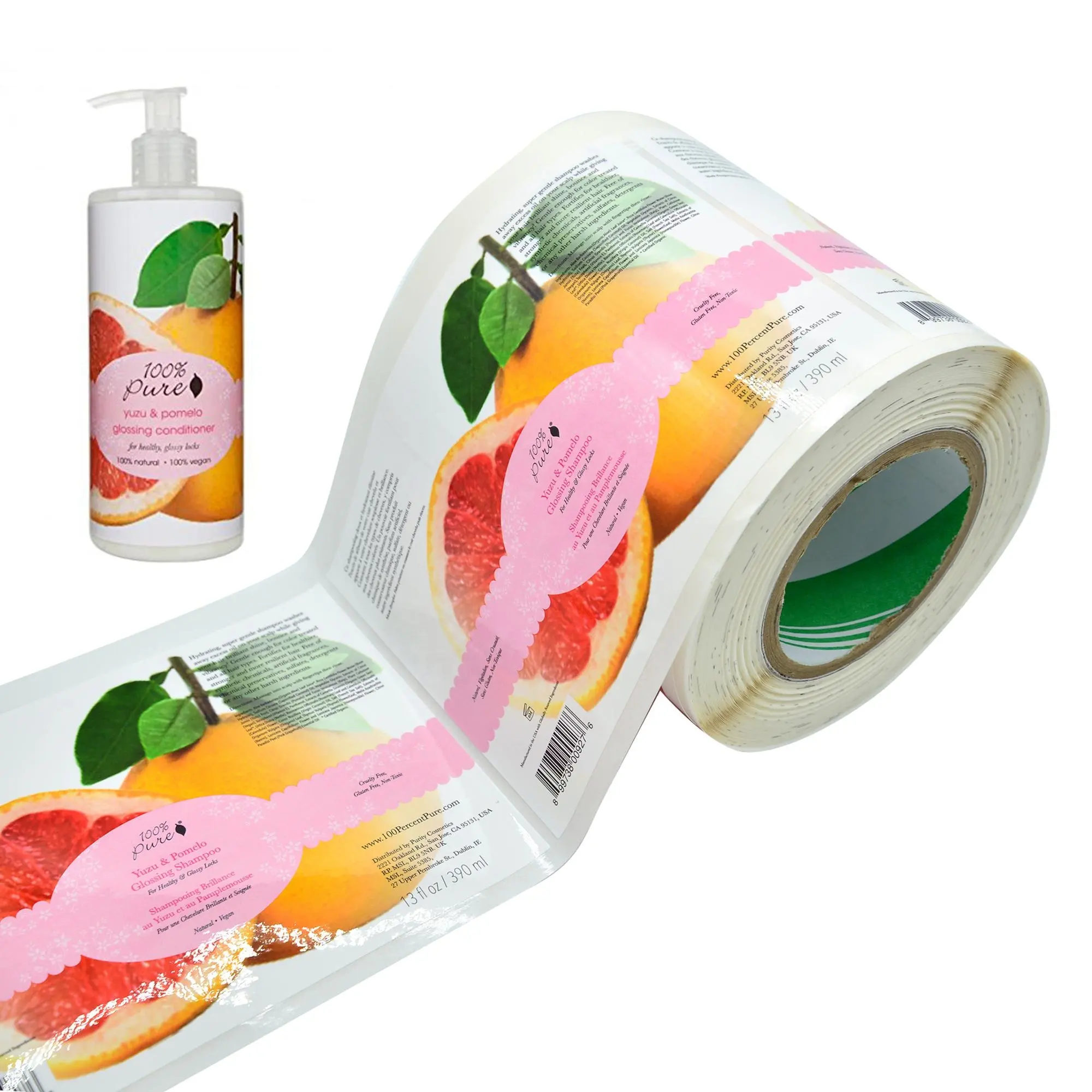 Индивидуальные индивидуальные косметические этикетки на заказ деликатные печатные наклейки для шампуня и кондиционера в виде пластиковых бутылок