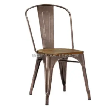 Недорогой Штабелируемый винтажный стул из белого металла с деревянным сиденьем 2021