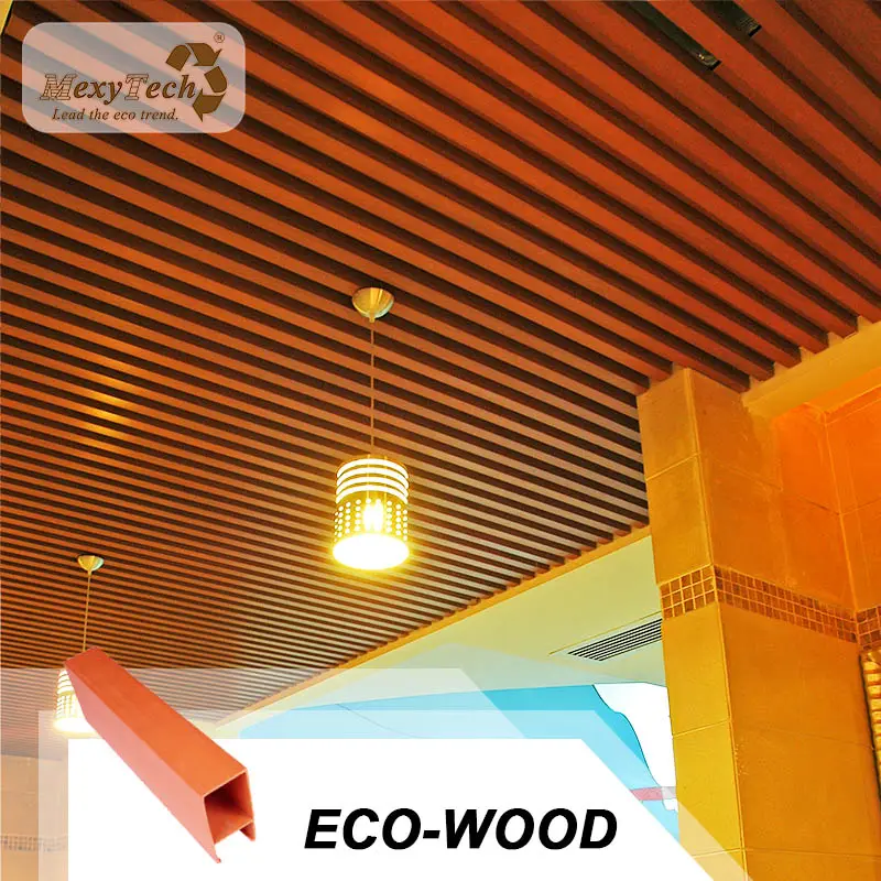 Фошань полоса поли композитный деревянный эко деревянный потолок