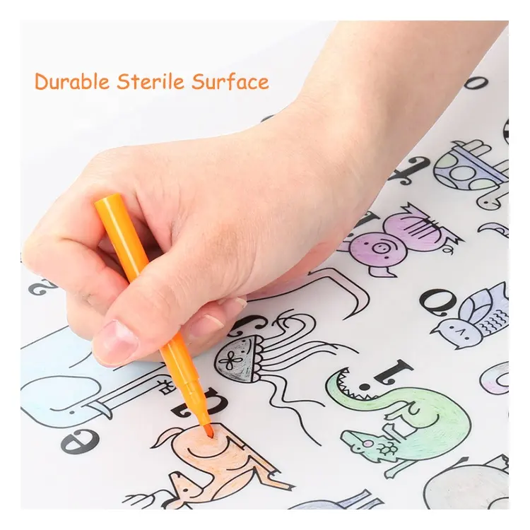 Reusable Washable Silicone Drawing Colouring Alphabet Number Placemat Mat for Kid