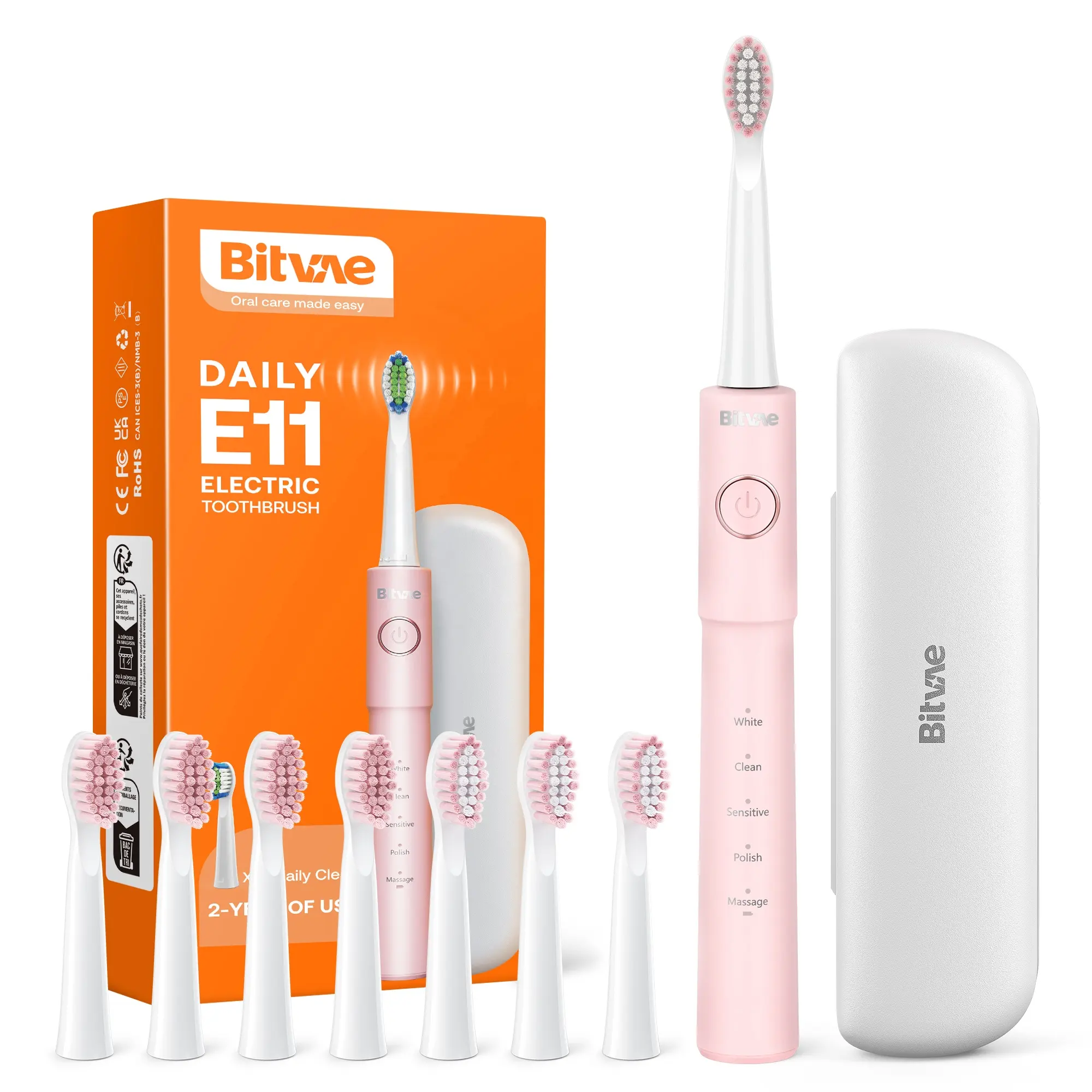 Bitvae BV E11 IPX7 USB быстрая зарядка Автоматическая Вибрация зубная электрическая зубная щетка
