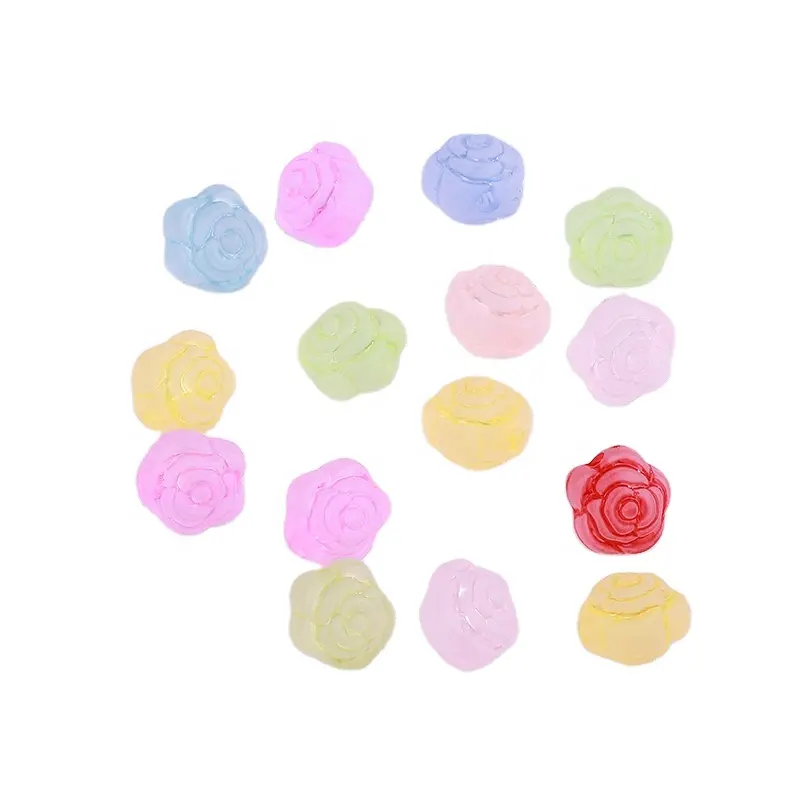 Оптовая продажа, прозрачные матовые акриловые пластиковые бусины в виде Розы 12 мм для бижутерии «сделай сам»