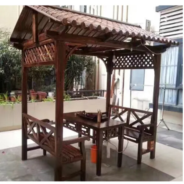 Outdoor fine wooden pavilion