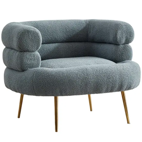 Оптовая продажа, диван для гостиной, дизайнерские золотые ножки, дымчато-голубой тканевый мягкий одноместный диван