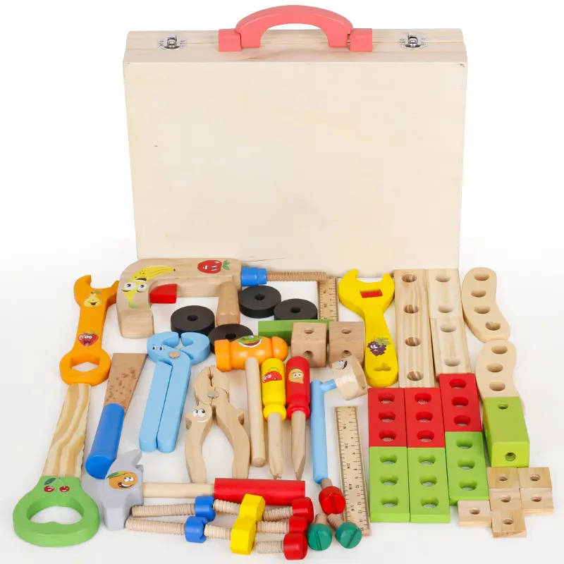 New Arrival DIY Kids Toys Role Play Simulation Repair Kit Kids Educational Toys Wooden Tool Box For 3Y+