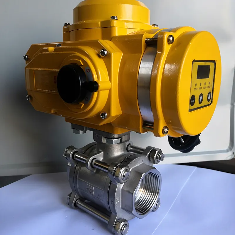 Switch-type Stainless Steel 304 24V DC 220V DN40 Rotary Electric Actuator Motorized Ball Valve With Digital Display Screen