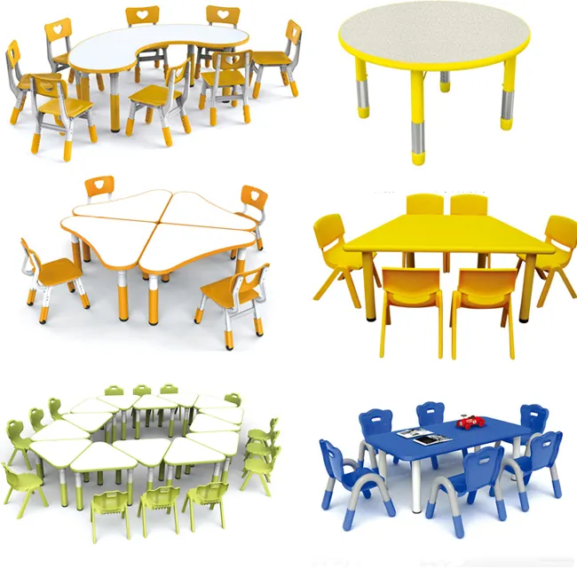 Различные стили, деревянный пластиковый стол для детского сада и школы, деревянный пластиковый стол и стул, набор мебели для детей