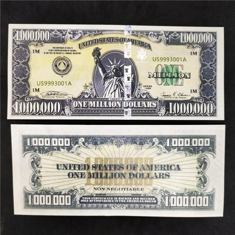 Новое поступление, американские бумажные деньги за миллион долларов, Статуя Свободы, УФ анти-подделка, серийный номер, коллекция банкнот