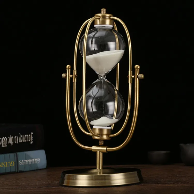 30/60Minute Time Magic Hourglass Decoration Ornaments Creative Metal Glass Hour Meter Home Decor Gift