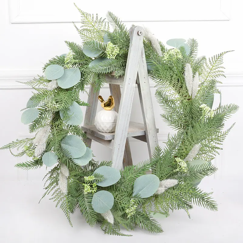 Home Front Door Decor Artificial Flower Rattan Eucalyptus decorative flowers & wreaths