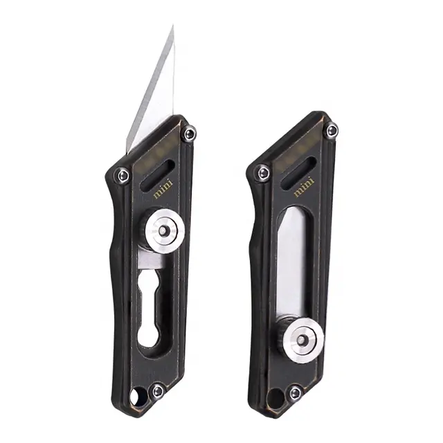 Small Box Cutter with Retractable and Replaceable Blade  EDC Mulititool Titanium  Utility Mini Knife