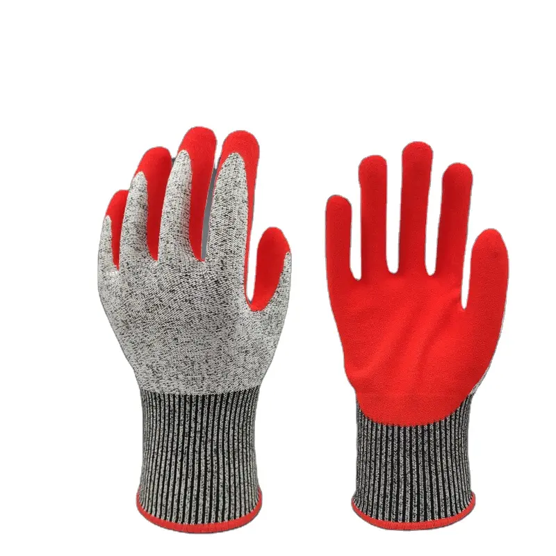 Hppe Level 5 Anti Cut Gloves Durable Safety Work Nitrile Foam Gloves