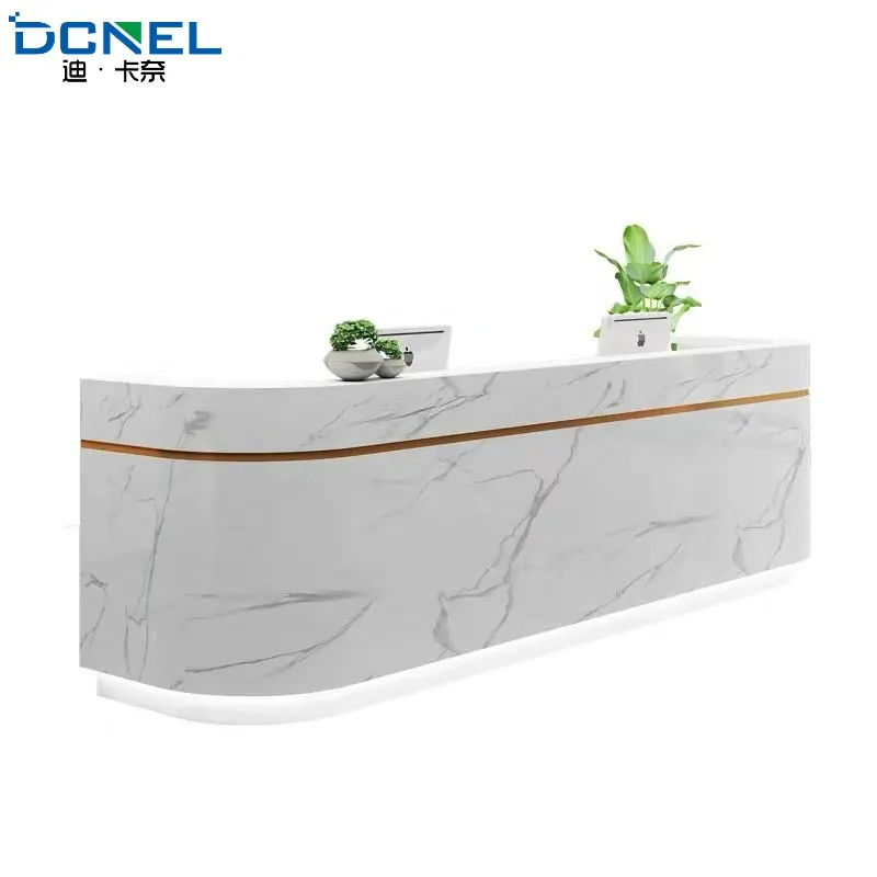 Fair price customization modern hotel restaurant LED lighting glass reception desk