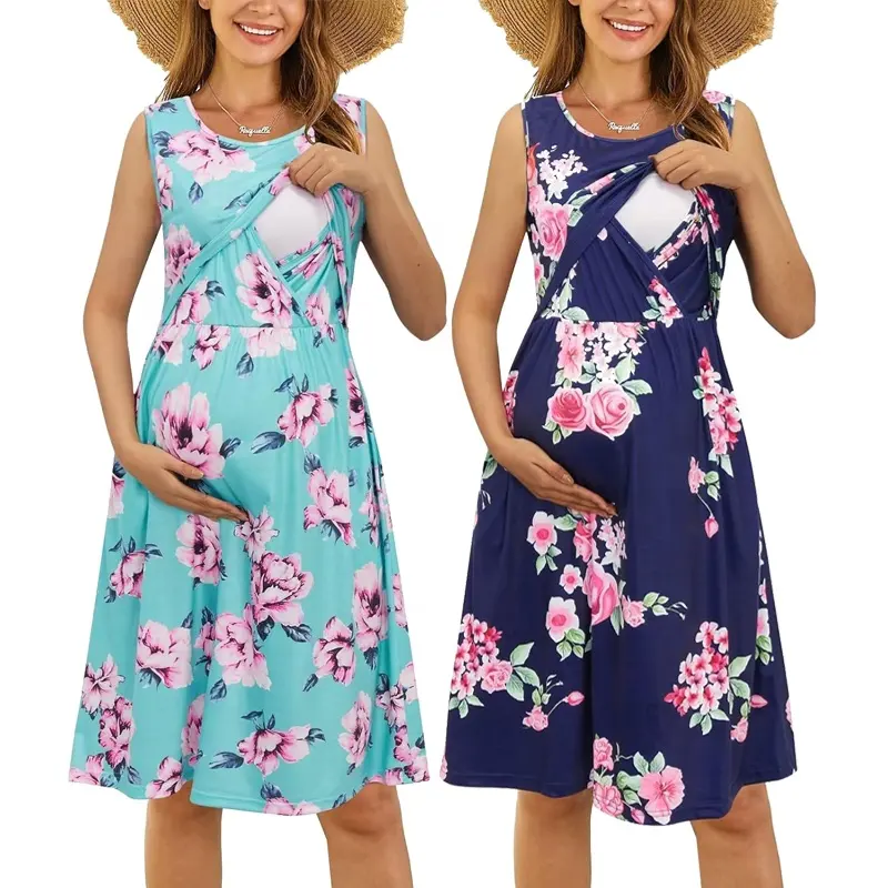 Одежда для беременных миди платья для грудного вскармливания без рукавов, ночная рубашка для беременных, одежда для родов, пижамное Ночное платье