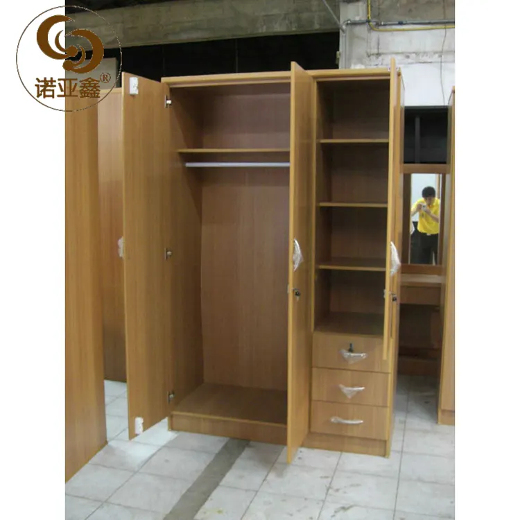 Cheap hot sale beech color particle board bedroom wardrobe with drawer