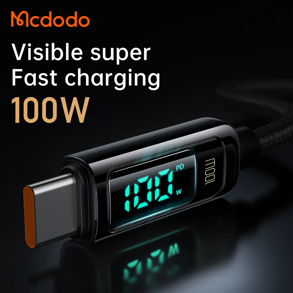 Быстрый зарядный кабель Mcdodo 100 Вт Type c на Type c с выходом, цифровой дисплей для мобильного телефона, ноутбука