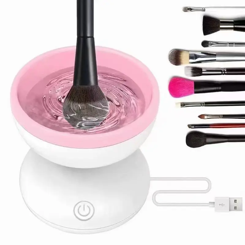 Розовый инструмент для мойки, портативные косметические щетки для глубокой очистки, автоматическая электрическая кисть, силиконовая щетка для чистки макияжа