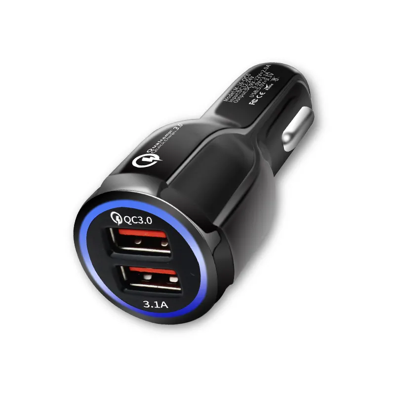 Universal Mobile Phone Fast Charging In Car ABS Dual USB A+C 18W PD QC 3.0 Chargers USB Car Charger