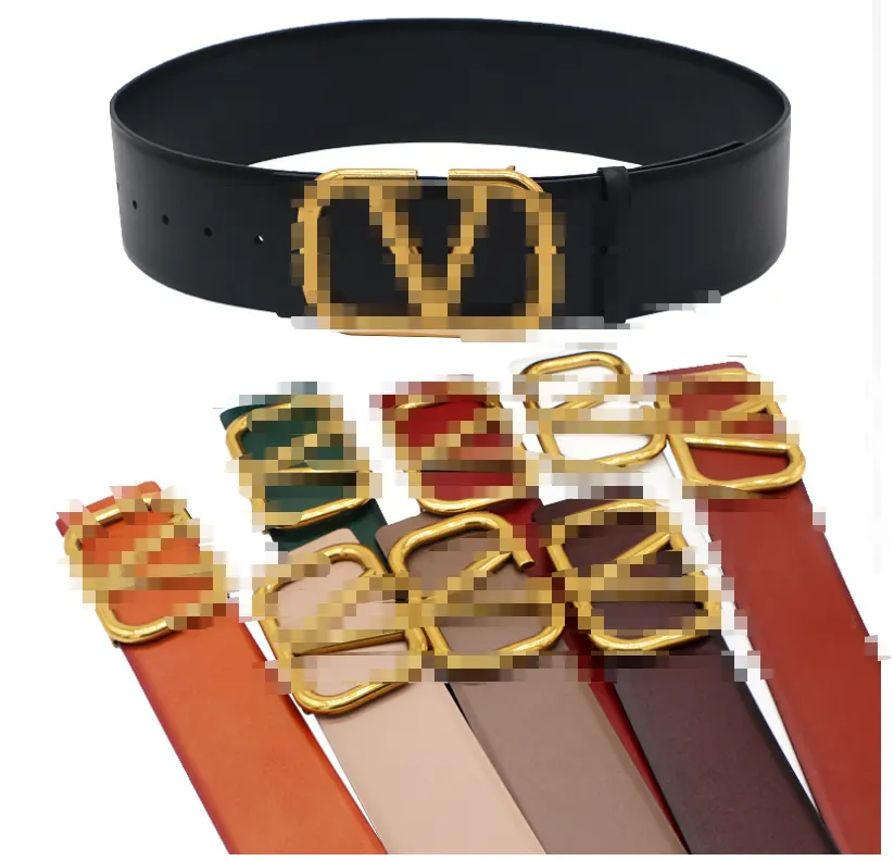 Large V letter buckle leather belt female dress wide version decorative with skirt waistband temperament waist belt