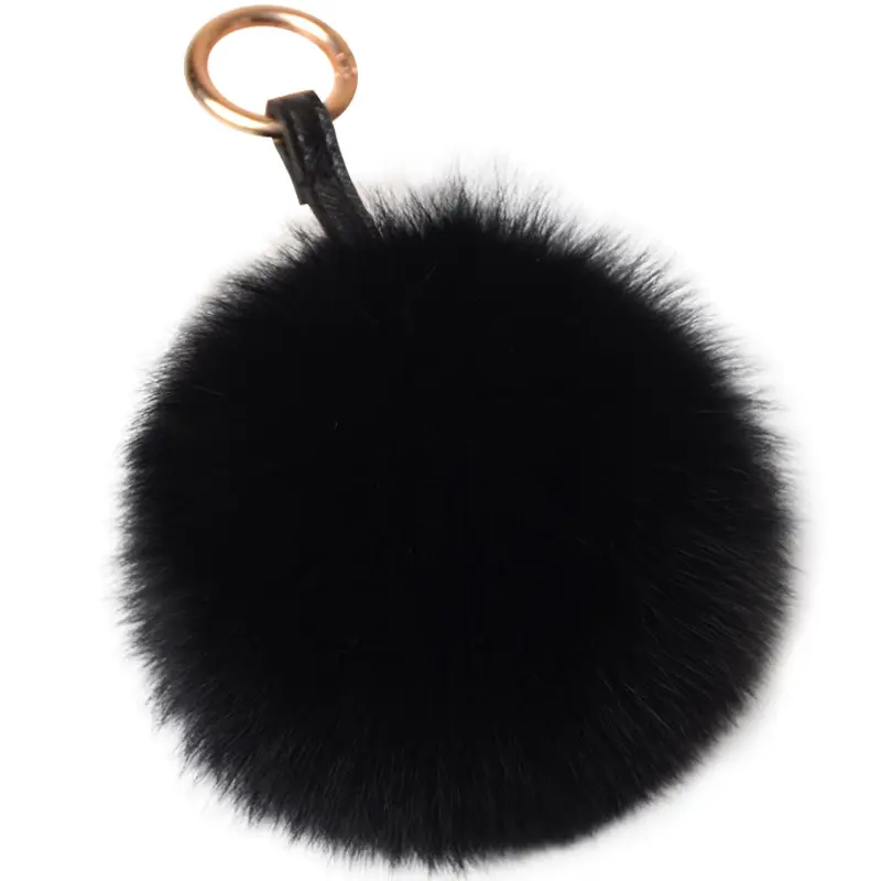 15cmFox fur ball leather hanger new women's bag accessories cute fur ball car key manufacturer