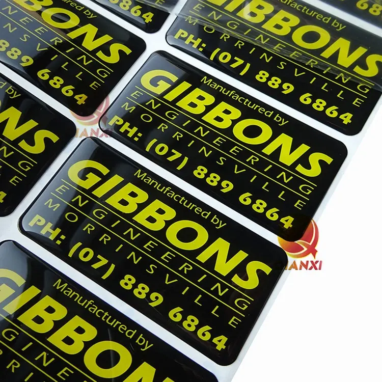 Custom 3d embossed gel labels Soft plastic brand logo Epoxy resin domed stickers