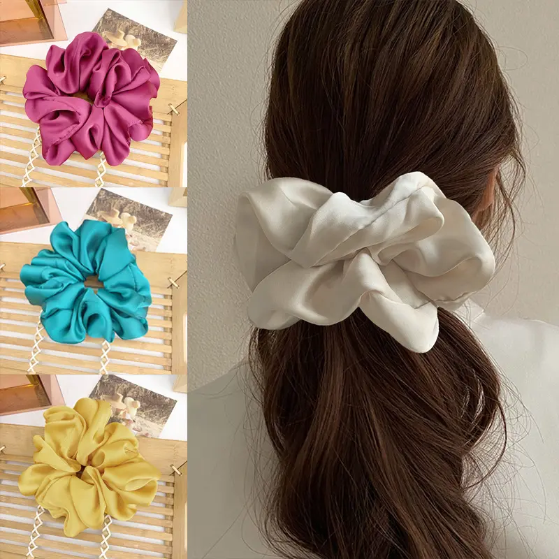 High Quality Solid Color Silk Elastic Hair Scrunchies 2021 New Hair Accessories Women Girls Ponytail Holder Hair Ties