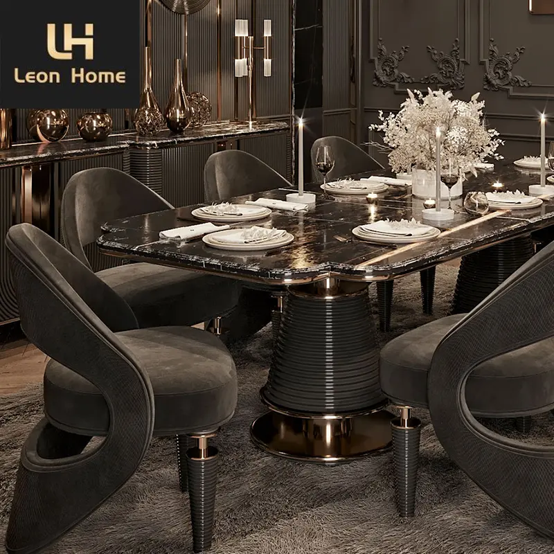 Горячая Распродажа на заказ роскошный дизайн мебель для столовой мрамор высокого качества обеденный стол набор