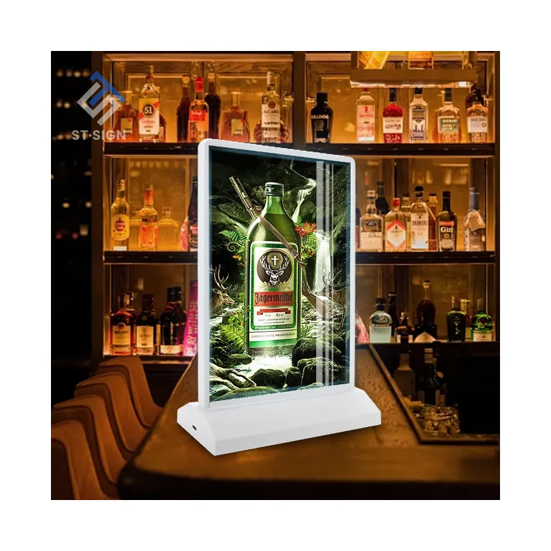 Прямоугольная зарядная светодиодная рамка для плаката для ресторанов и кинотеатров, рекламный закаленный стеклянный Световой короб с высокой видимостью