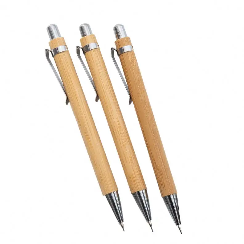 Personalized Custom Logo Mechanical Pencil Propelling Bamboo Pen And Pencil