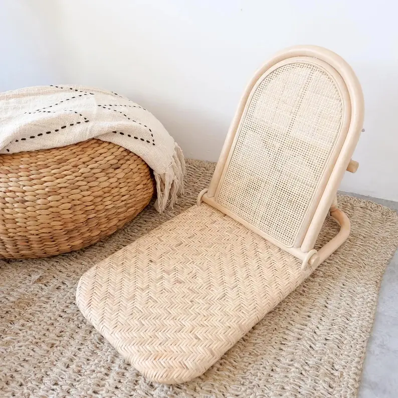 Открытый складной ротанговый пляжный стул, Плетеный ручной работы, портативный напольный лежак из ротанга, оптовая продажа от Вьетнама