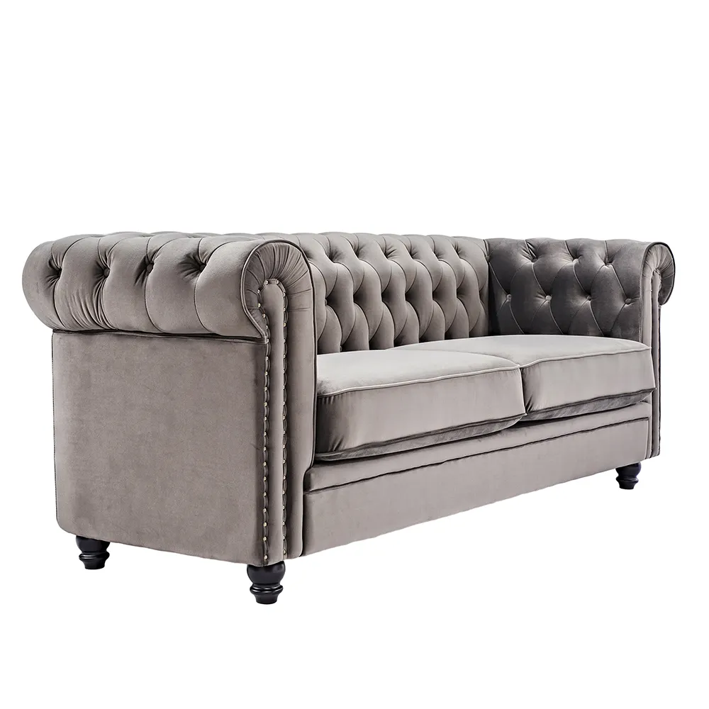 Высокое качество вилла гостиная серый диван комплект итальянский бархатный тканевый откидной диван