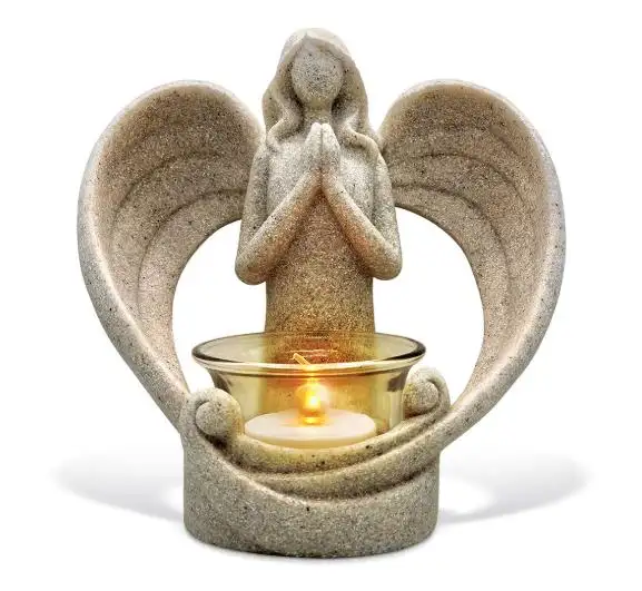 Resin Memorial Tabletop Angel Wings Candle Holders for Home Decor