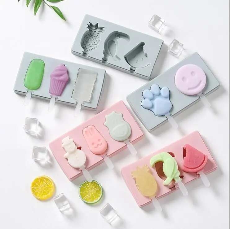 Amazon Hot Sell Home Food Grade Multifunctional Cute Animal Silicone Ice Cream Moulds With Lid Silicone Popsicle Mold