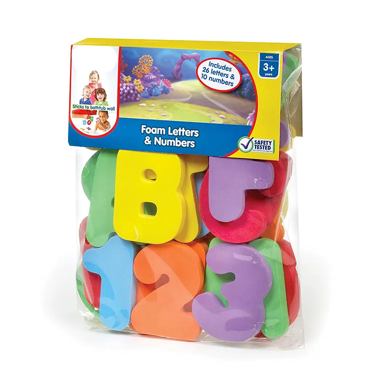 2020 New educational 36pcs toddler EVA letters number toy child foam bath toys with mesh bag
