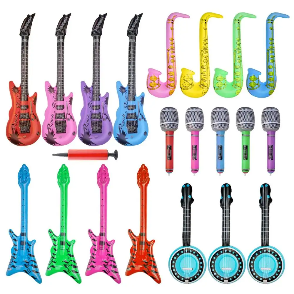 Inflatable Toy Inflatable Electric Guitar Saxophone Microphone Pipa Toy kids Birthday Decor,Coachella Valley Music Festival