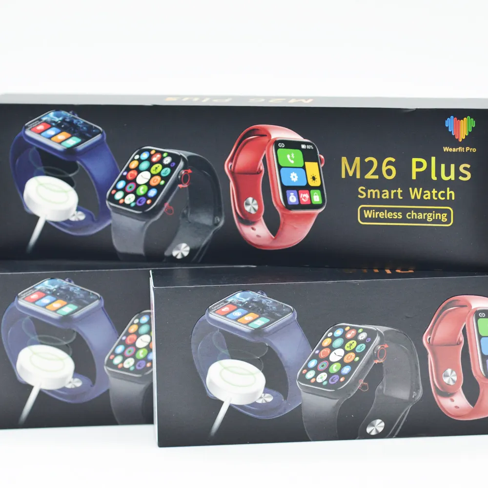 Smart Watch Series 6 M26 Plus New Arrival BT 5.2 Wireless Charging IP67 Waterproof With a Gorgeous Appearence.
