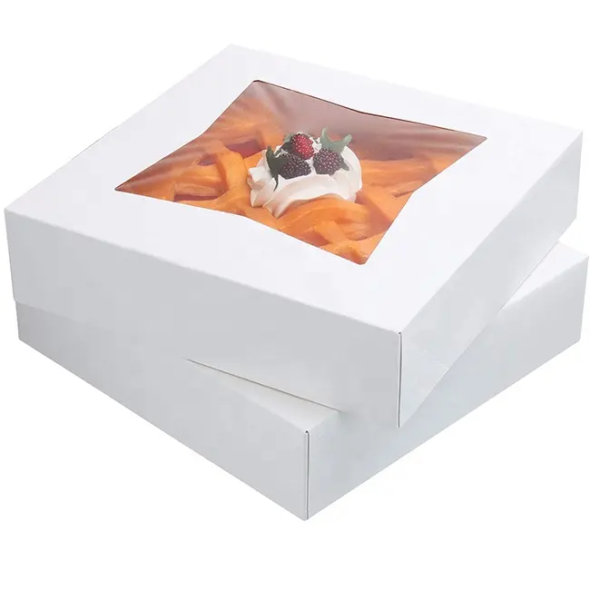 White Star Shape Window Auto Pop-up Bakery Boxes with Window 9x9x2.5 inch Display Pies Pastries Cupcakes