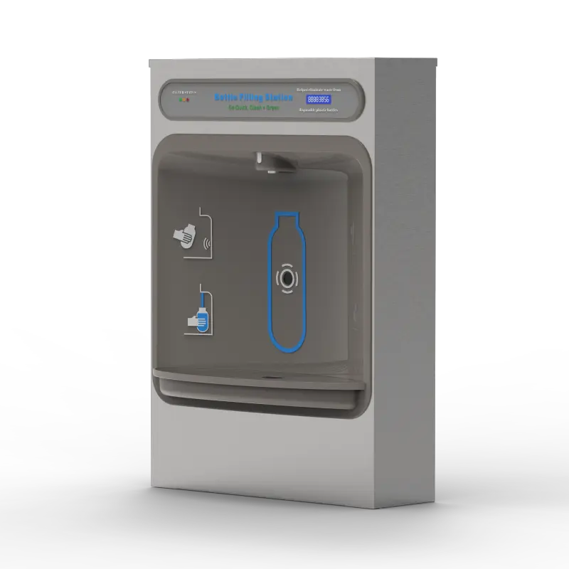 Recessed wall mounted water cooler, recessed water Dispenser with IR sensored bottle filler touchless handfree