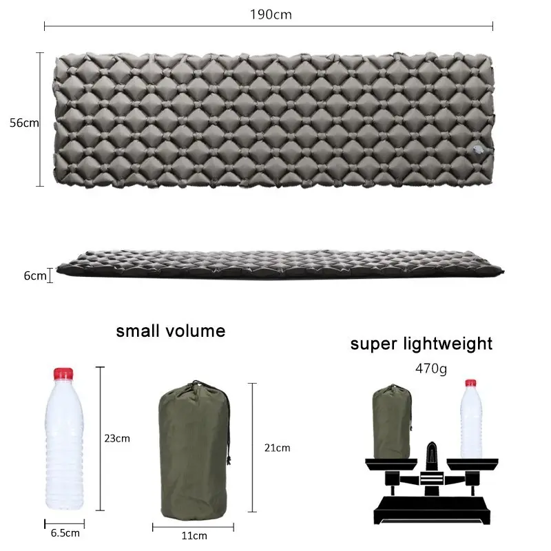 Надувной Сверхлегкий коврик для сна 20D, нейлон 40D, термополиуретан, Самонадувающийся воздушный матрас, легкий коврик для сна для кемпинга