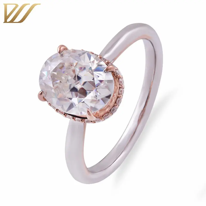 Manufacturer lab diamond wedding rings 14k white gold def oval moissanite ring