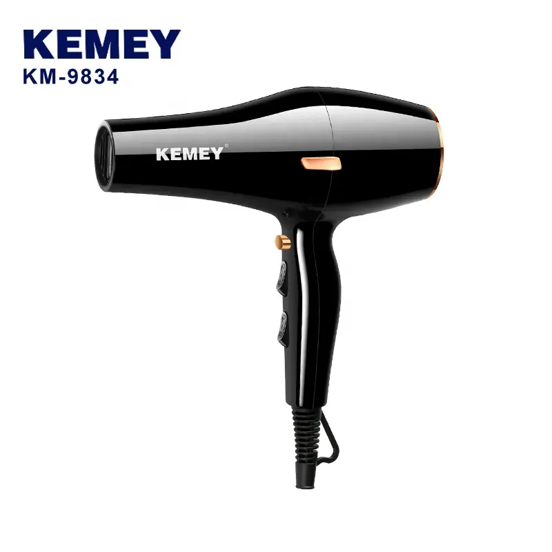 Горячий и холодный регулировки фен для волос Профессиональный салон kemey Km-9834 1300 Вт высокой мощности с двумя скоростями перезаряжаемые фен для волос